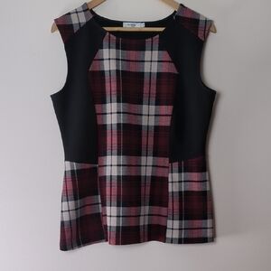 Ricki's Women's Black Red and White Checkered Sleeveless Top Size L